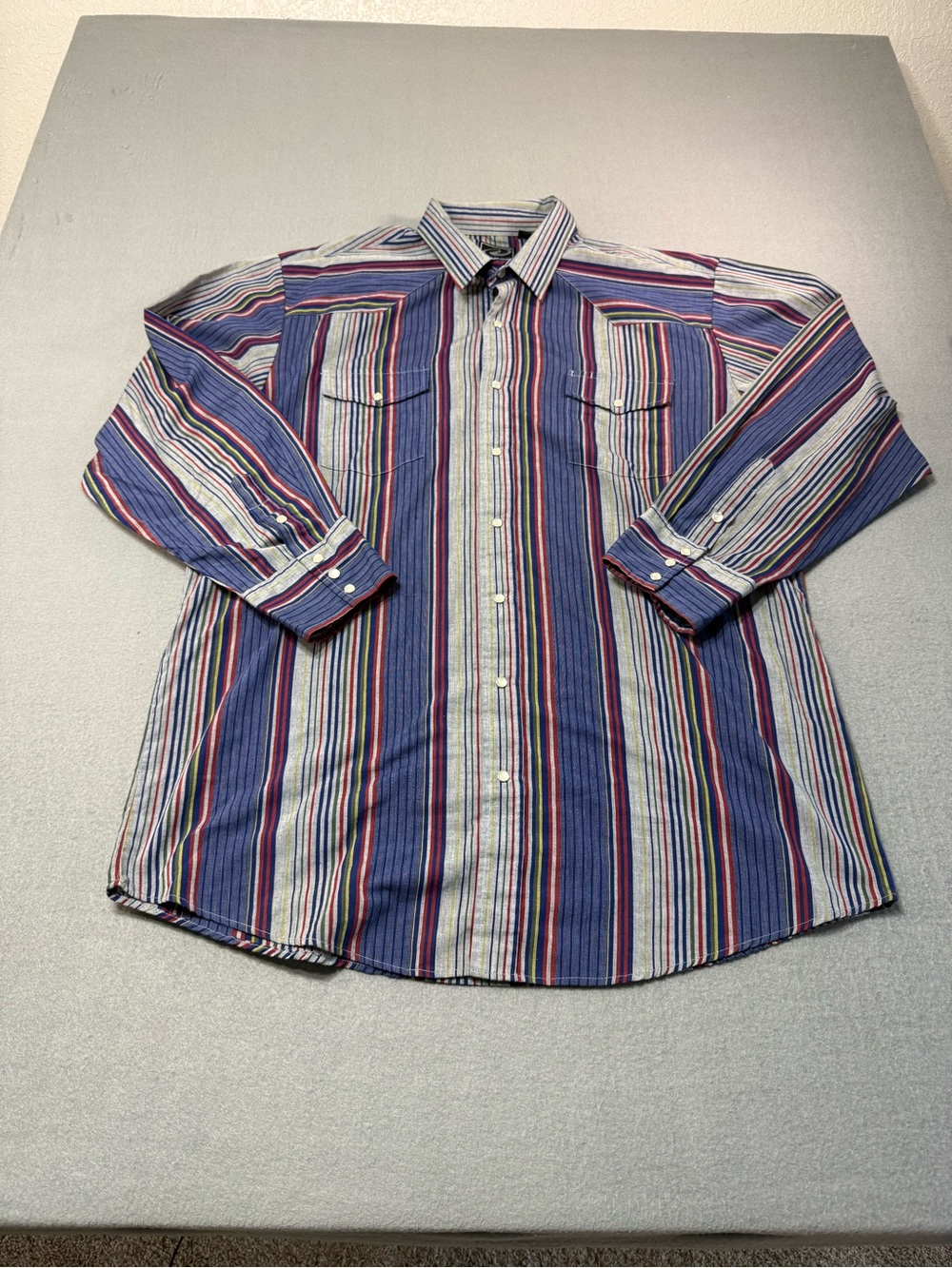Roper Men 2XT Big & Tall Striped Long Sleeve Woven Pocket Pearl Button-Up